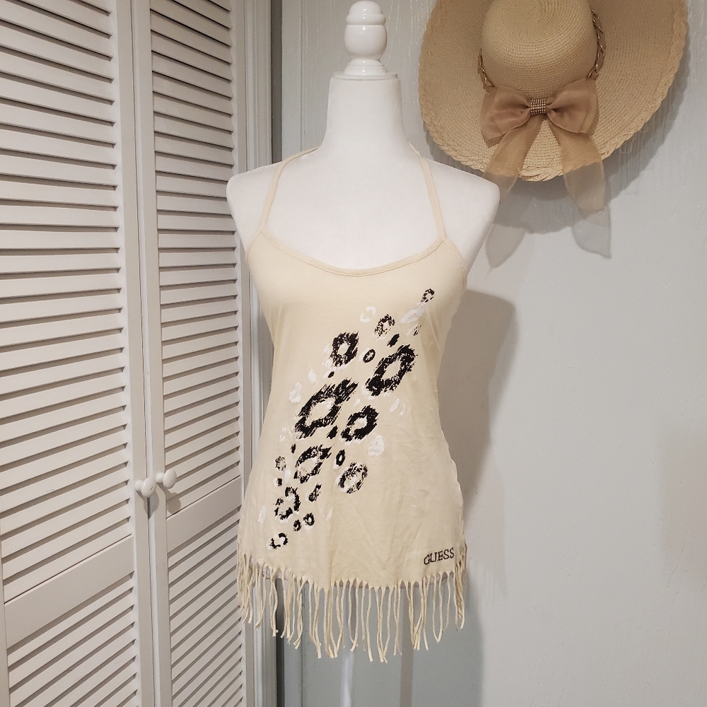 Guess Women's halter Neckline fringes Top